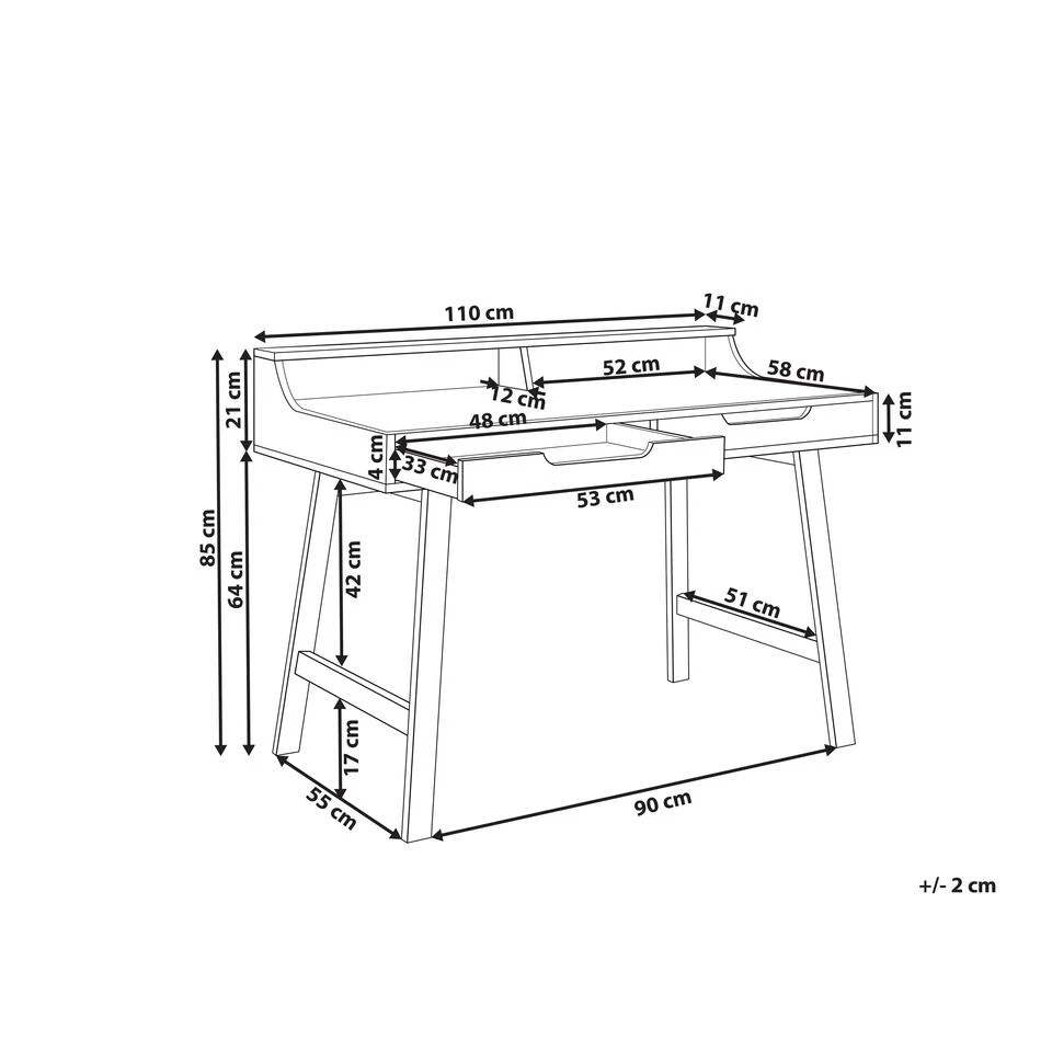 Beliani Bureau BARIE - Wit Mdf - Afbeelding 3