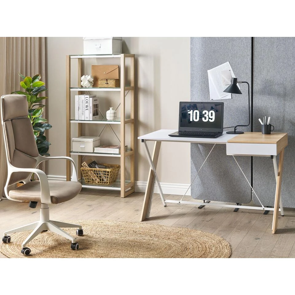 Beliani JENKS/HAMDEN - Wit Spaanplaat, Vezelplaat - Afbeelding 2