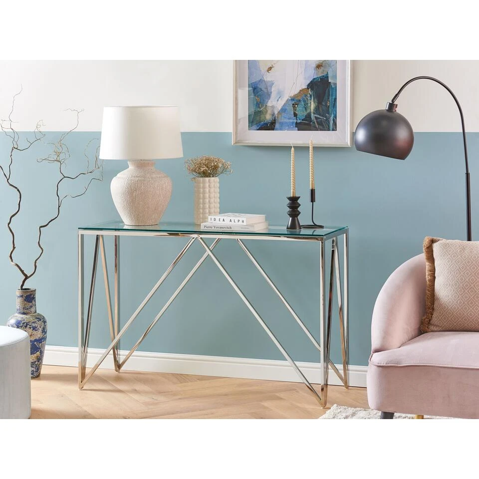 Beliani Consoletafel WESO - Zilver Veiligheidsglas - Afbeelding 2